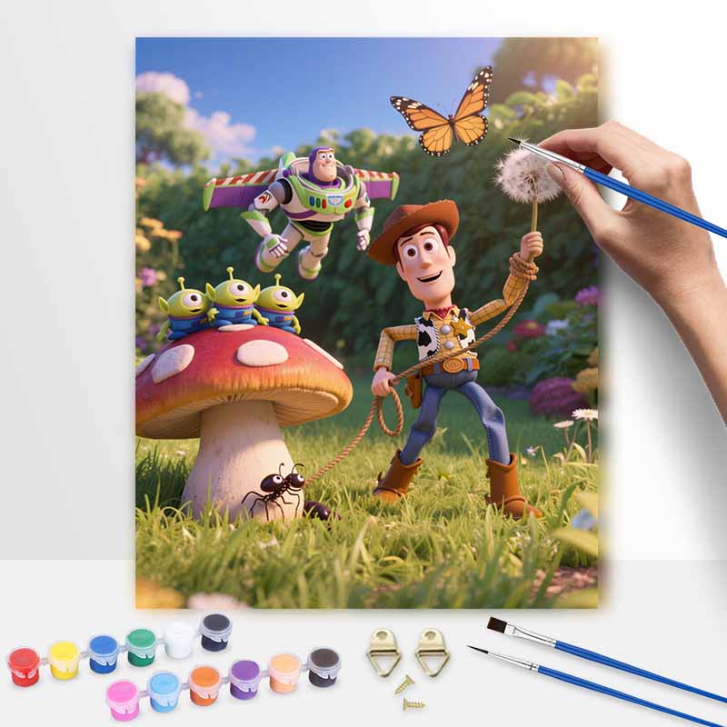 Disney Digital Oil Painting Art Kit Toy Story Buzz Woody Handmade Coloring Painting Home Decor