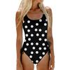 Swimsuit Women Polka Dot Print Bathing Suit Adjustable Side Ties Soft Removable Padded Swimwear Beachwear