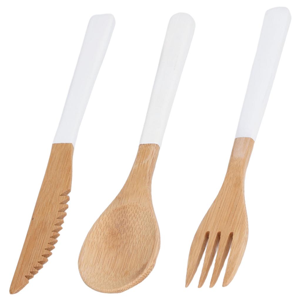 3Pcs Japanese Wooden Cutlery Set Safe BPA Wooden Cutlery Spoons Forks Knives for Kitchen