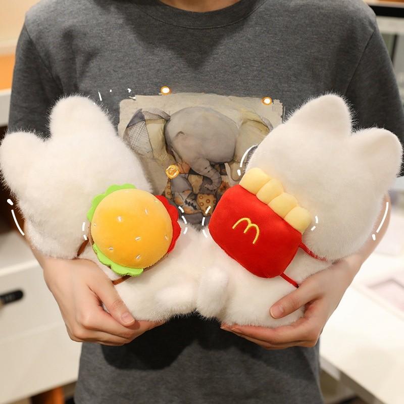 Cute Highland White Dog Plush Backpack With Foodshaped Decor For Birthday Gift