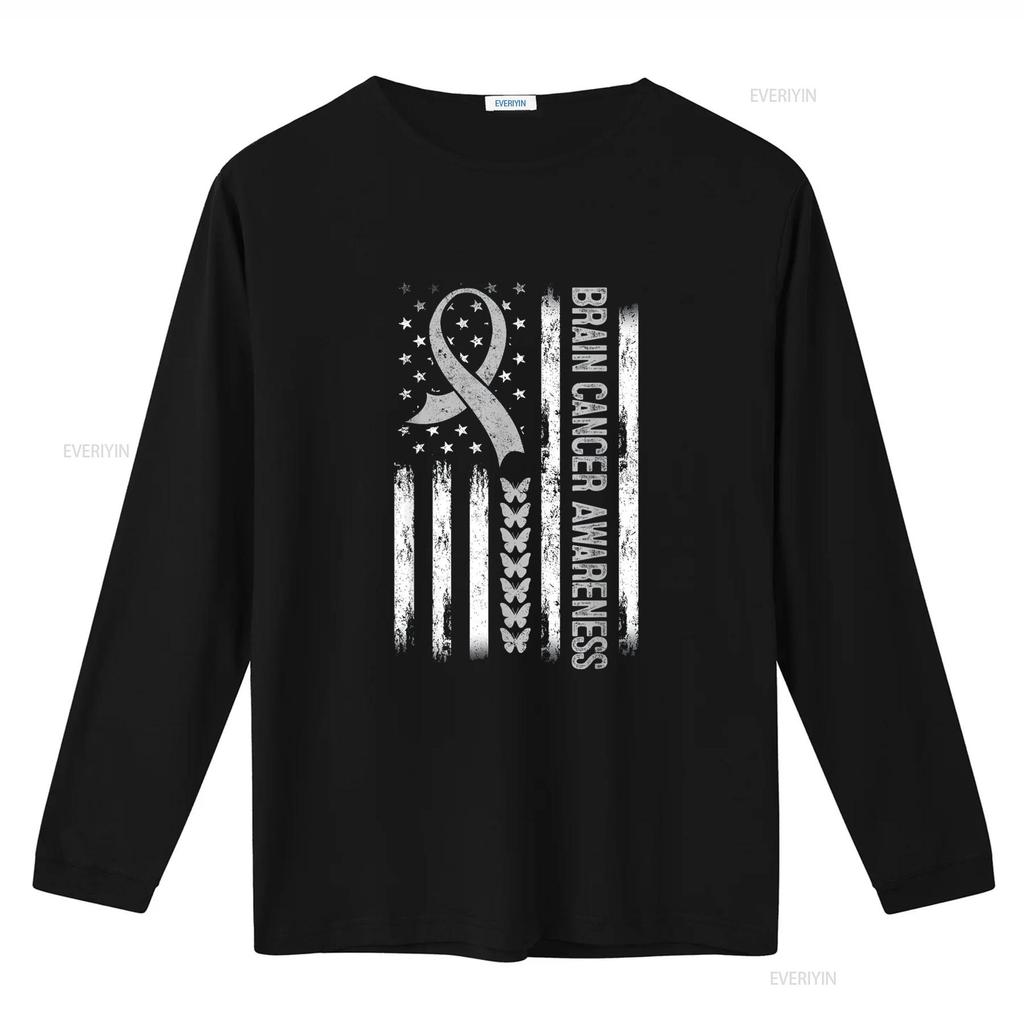 Brain Cancer Awareness American Flag T Shirt Vintage Washed Soft Stylish Slightly Fashion Breathable Top For Everyday Wear