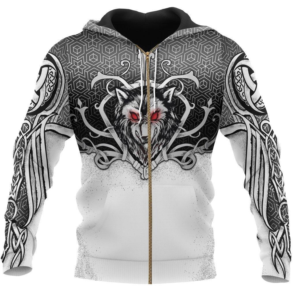 3D Tattoo Printed Sweatshirt Zipper with Hat Guard