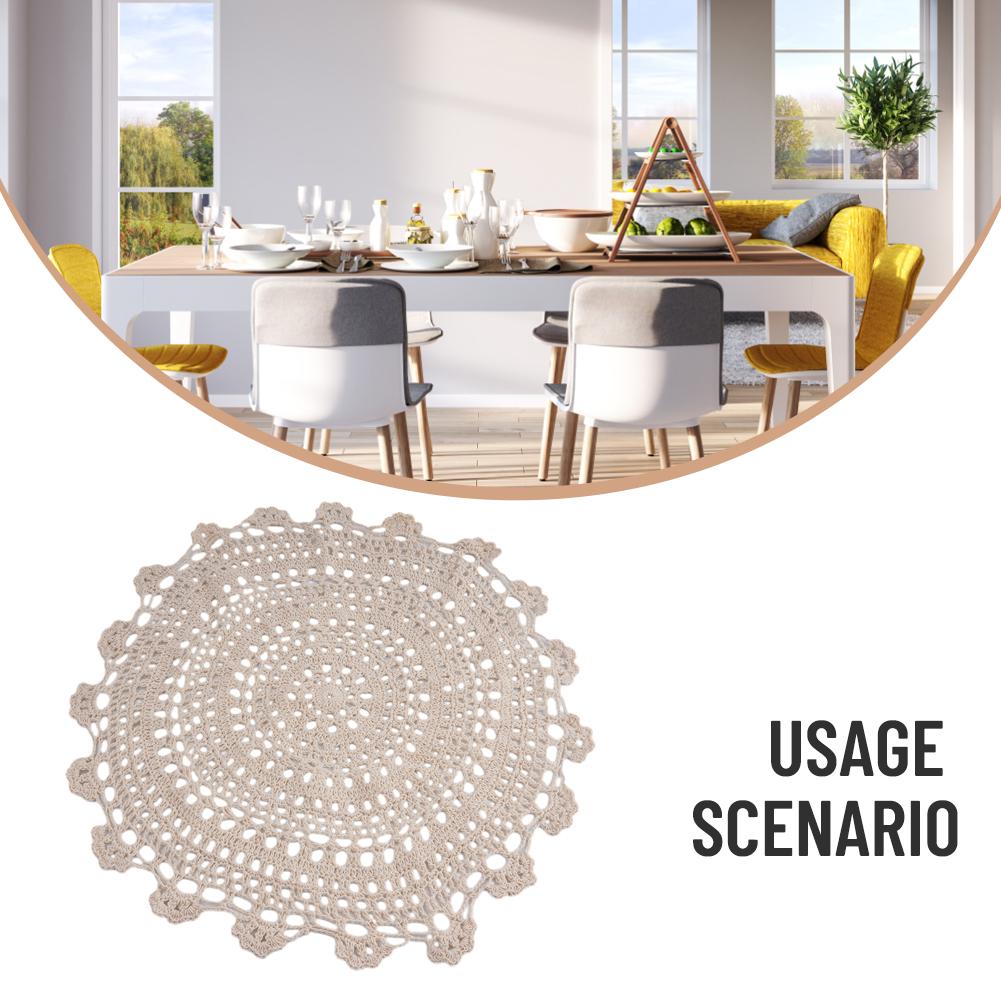 Ручная Вязаная Крючком Кружевная Хлопковая Салфетка Под Тарелку Скатерть Дорожка Декоративная Скатерть для Кафе Ресторана Отеля Обеденного Стола 30cm
