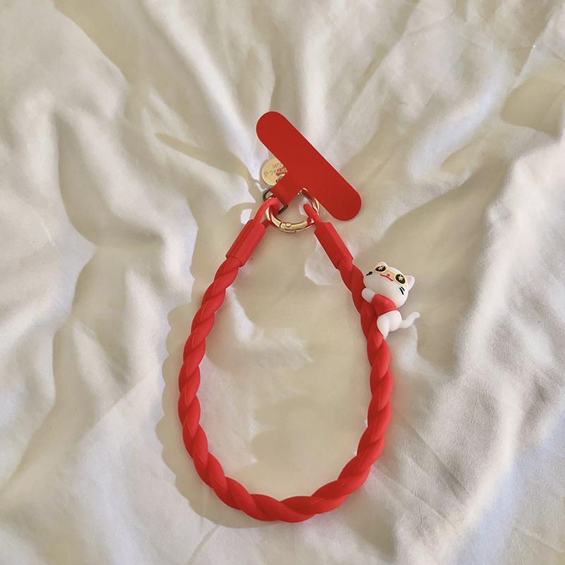 

Sweet Lying Down White Rabbit Color Bracelet Mobile Phone Lanyard Cartoon Doll Mobile Phone Lanyard Wrist Strap Universal Plastic