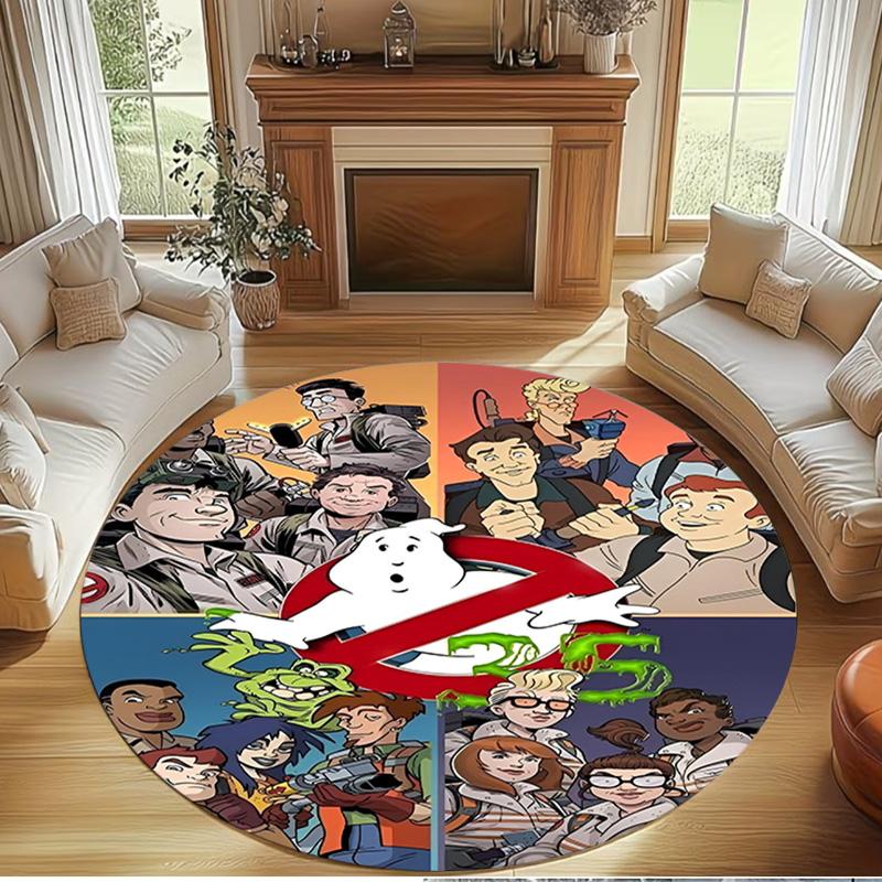 Ghostbusters Print Round Rug, Washable Floor Carpet, For Entryway Dorm Laundry Room Office Study, Home Decor Birthday Christmas Gift