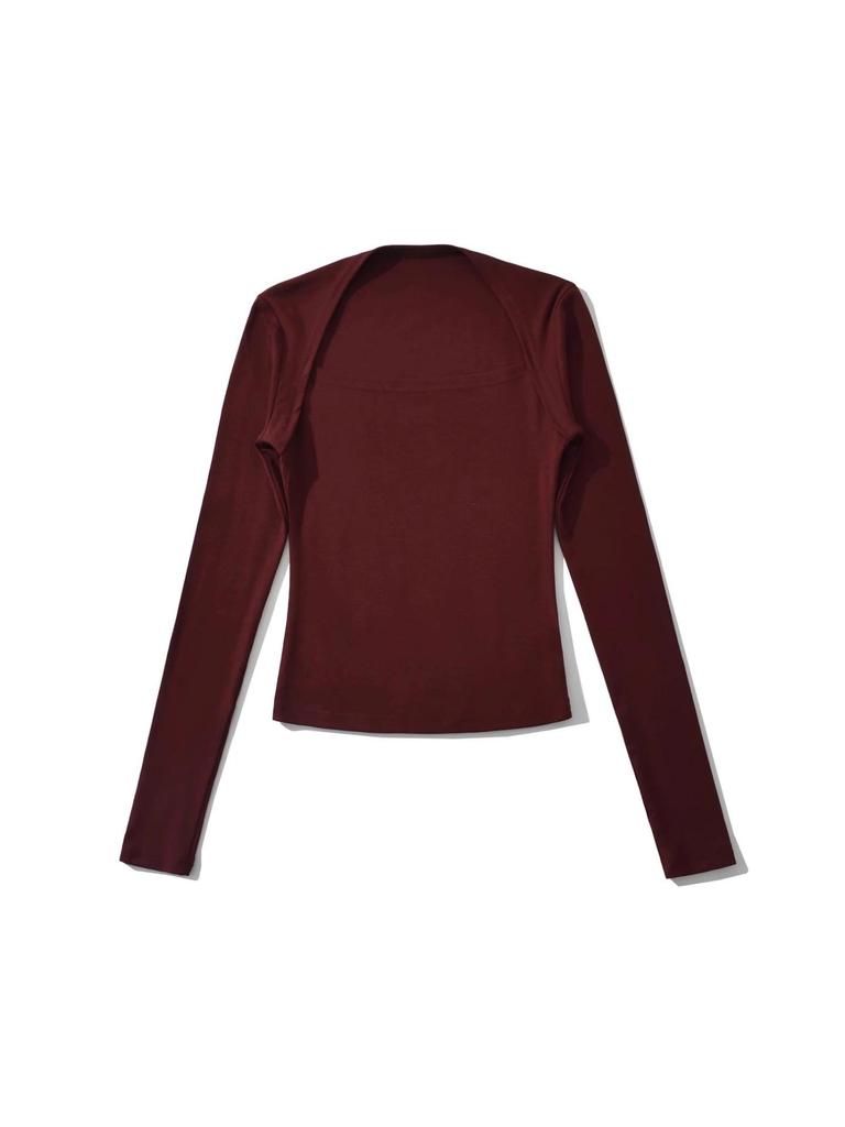 Hot Girl Square Neck Off-Shoulder Slimming Long Sleeve Top for Women