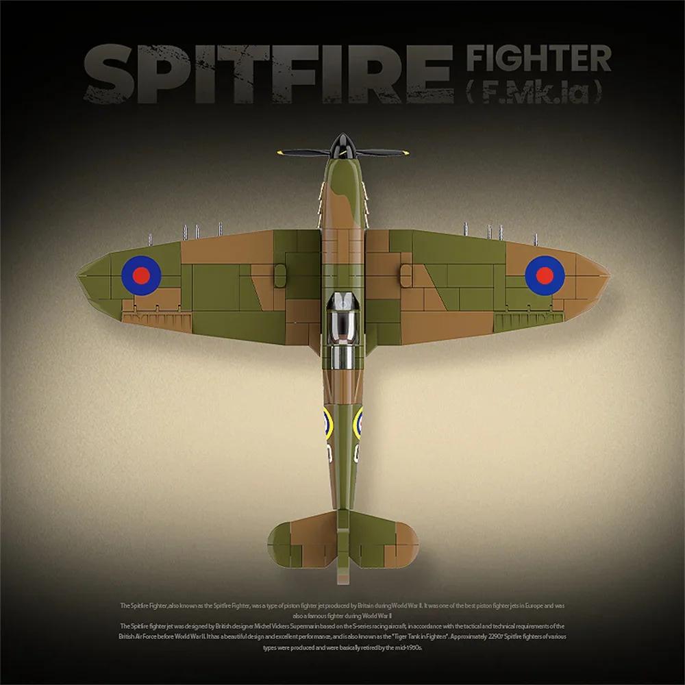 World War 2 WW2 Army Military Soldiers SWAT UK: Spitfire Fighter F MK. la type Model Building Blocks Bricks Children's Toys Gift