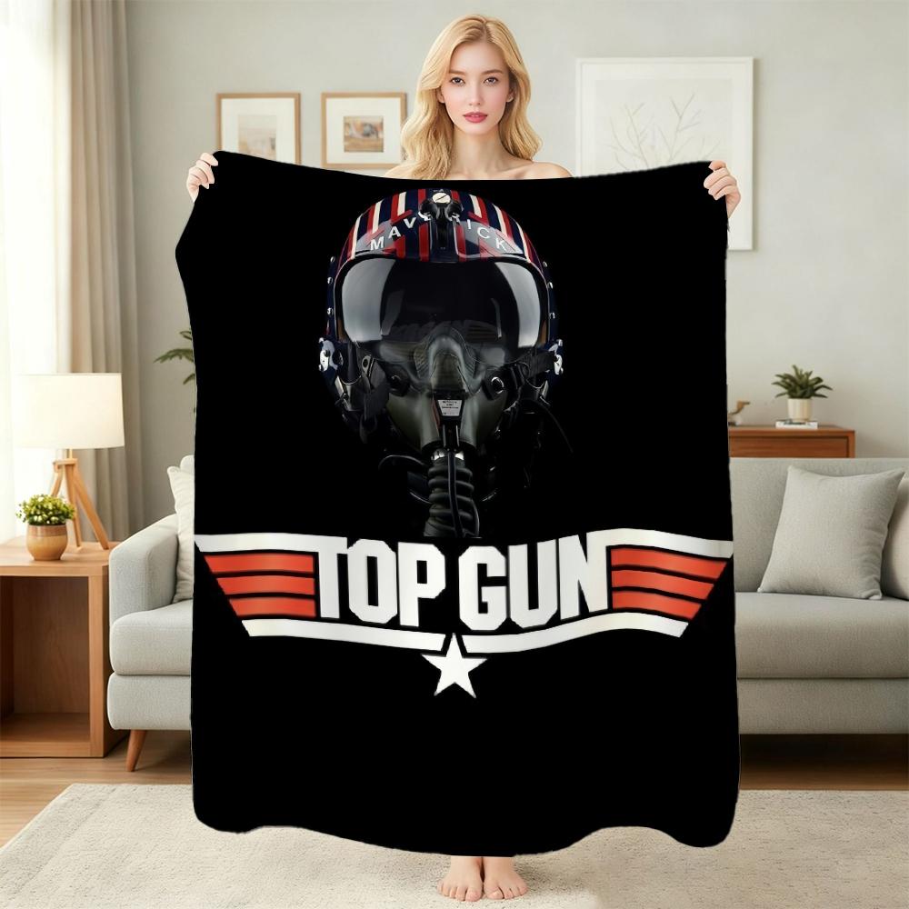 Top Gun Fighter Pilot Helmet Pattern Theme Flannel Blanket Cozy Warm Fleece Blanket For Living Room Air Conditioner Room Party Decor Great Holiday Gif