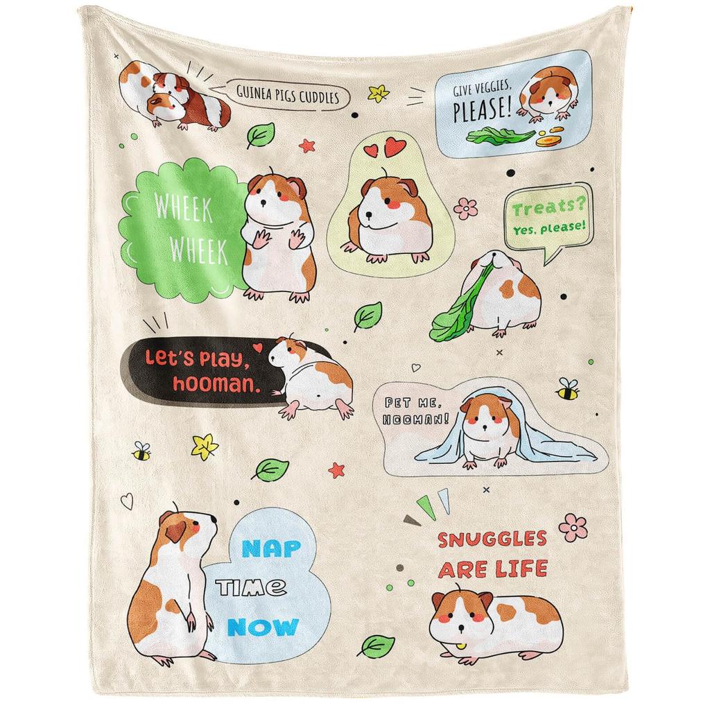 Guinea Pig Blanket Hamster Animal Throw Blankets Plush Cozy Flannel Ultra Soft Fuzzy Funny Party Blanket Gifts for Girls Women
