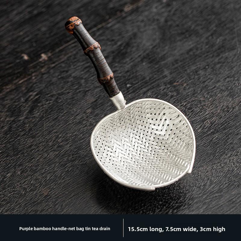 

Purple Bamboo Handle Net Bag Tin Tea Strainer Fair Cup Filter Home Heat Insulation Anti-scald Tea Filter Net Teaware Accessories