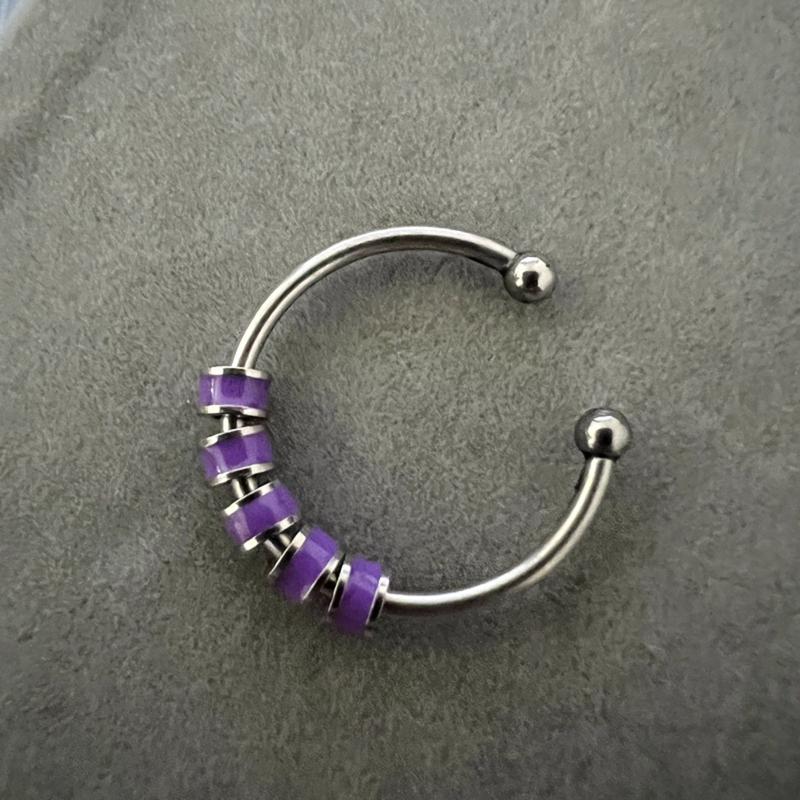 Women Men Open Ring Adjustable Anxiety Relief With Enamel Bead Opening Decoration Accessory Stacking Spinning Ring