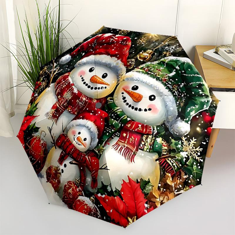 

1pc Snowman Christmas Decoration Automatic Umbrella Portable Home Essential Umbrella, Iron Umbrella Structure Suitable for All Seasons yy251123195
