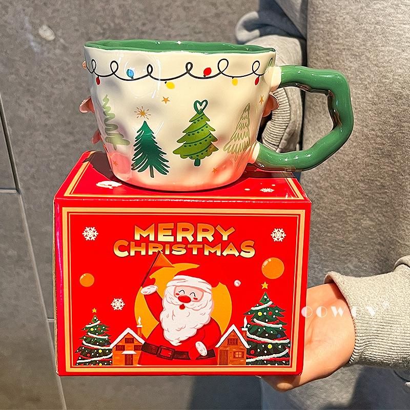 New Christmas ceramic mug Large capacity cute ceramic water cup High value coffee cup Office milk cup