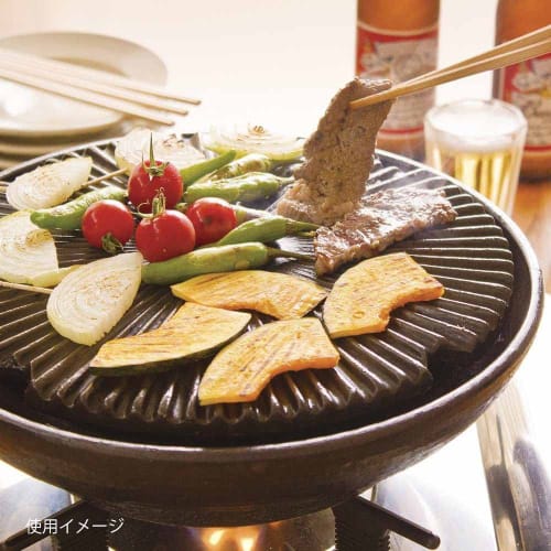 Nagatani-en Yakiniku Plate, Low Smoke, "Yakiyaki-san" Ceramic Stovetop, Large, Serves 3-5, Approx. 33cm, Can Be Used Over an Open Flame or Empty, Blac