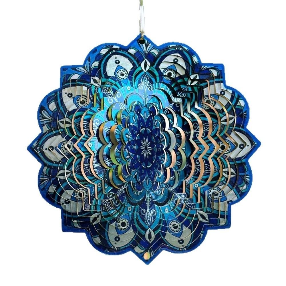 Flower Mandala Wind Chime Butterfly Wind Spinner Creative Rotating Pendant  Terrace Decor