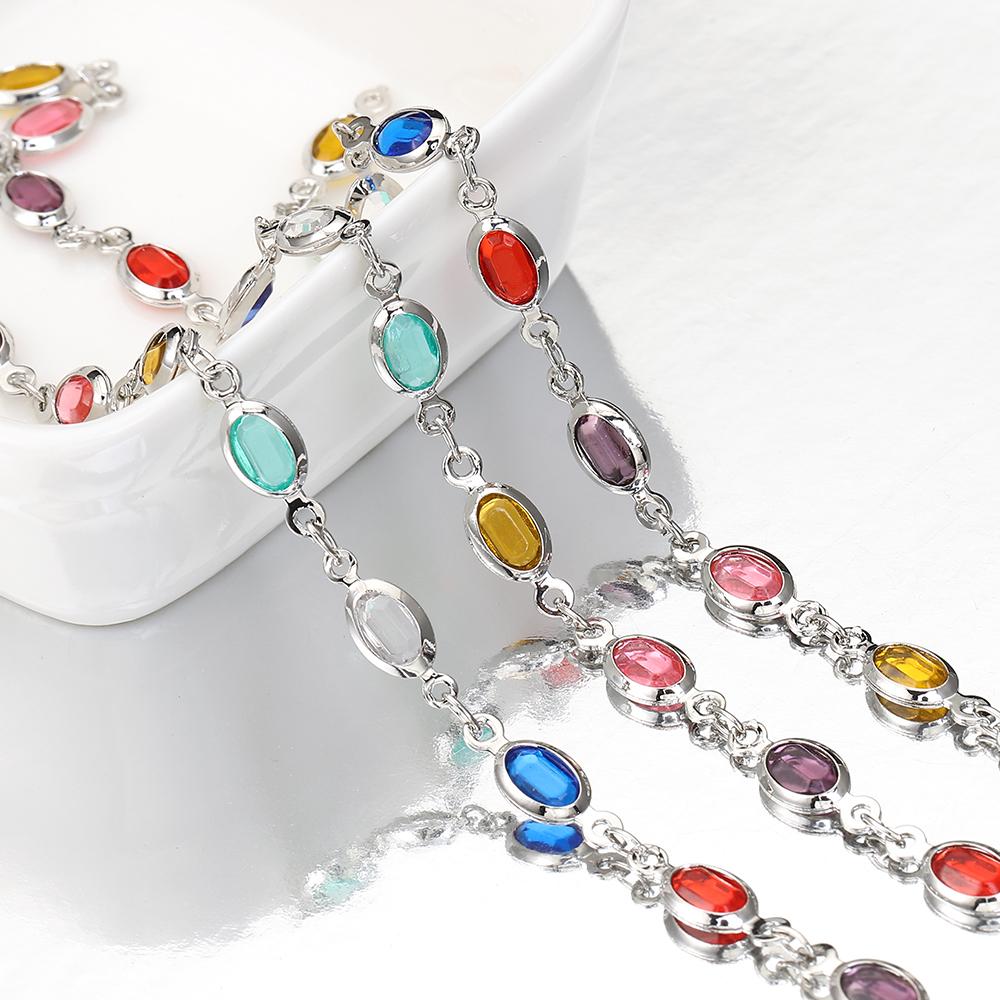 1meter Glass Crystal Oval Beads Copper Chain for Necklace Bracelet Jewelry Making DIY Bohemian Colorful Chains Wholesale
