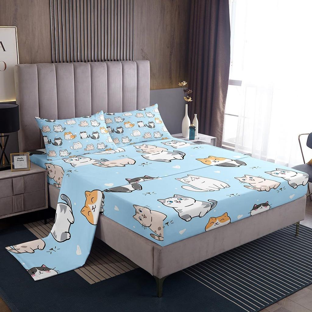Cute Cartoon Panda Pattern Bed Hat Four-Piece Bedding Set Bedroom Dormitory Bedding Decoration