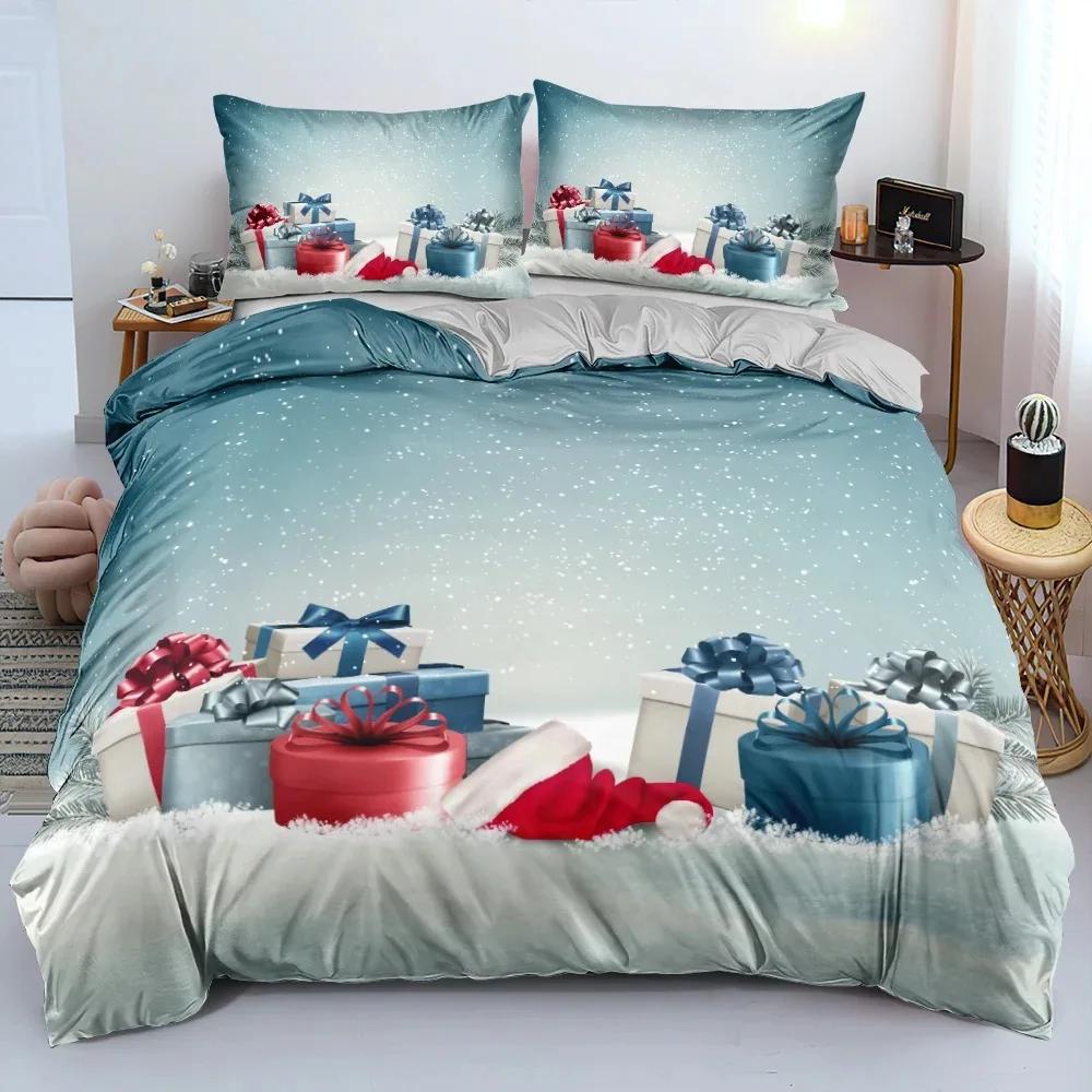 

3D Merry Christmas Duvet Cover Set and Pillowcase(s) KingQueenDouble Quilt Covers Set 3D Bedding Sets Queen Size 70x133cm