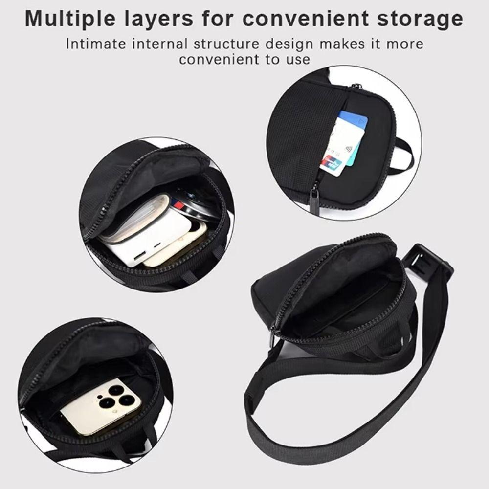 Nylon Mobile Phone Bag Multipocket Small Shoulder Bag Fashion Men Chest Bag  Workout