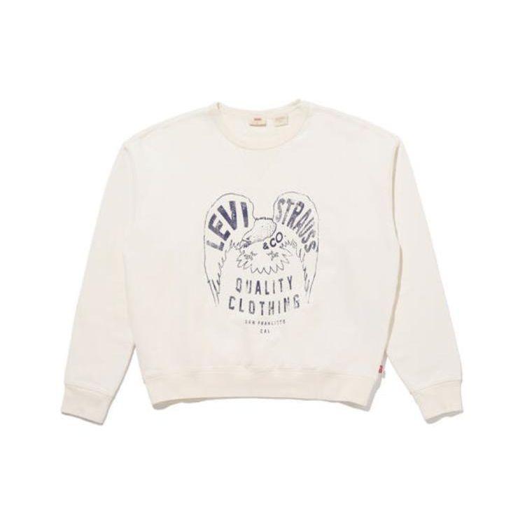 

Пуловер Levis с круглым вырезом, вышитым логотипом и принтом, с длинным рукавом, женский свитшот, белый A7288-0012 XS