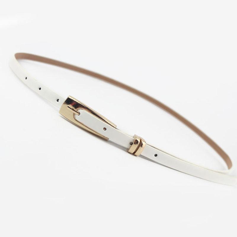 Classical Thin PU Leather Women Belts Gold Metal Buckle Waist Belt Luxury Black White Belt Waistband Dress Coat Jeans Straps