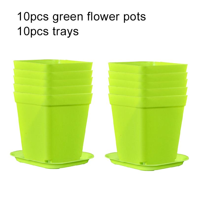 10pcs/set Mini Seedling Tray Square Pot Flower Pot Succulent Pot Little Black Square Plastic Pot Seedling Tray Gardening TMZ