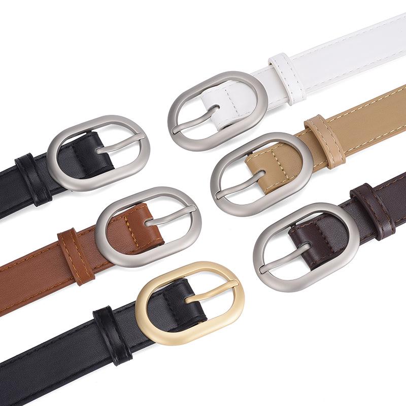 Women's Simple Leather Belt - Versatile Casual Jeans Waist Belt with Metal Buckle