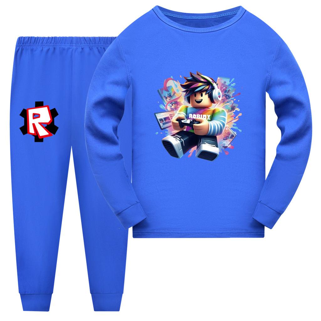 5529 Kids Boys Girls Game Cartoon Print Long Sleeves T-shirt Pants Pajamas Sleepwear Sleeping Sets
