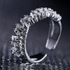 Luxury Zircon Shiny Chic Resizable Double Student Opening Rings for Woman Silver Color Gothic Finger Jewelry Wedding Party