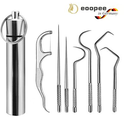 Set di stuzzicadenti in acciaio inossidabile Filo interdentale Riutilizzabile Portatile Pulizia denti Pulizia orale WBL