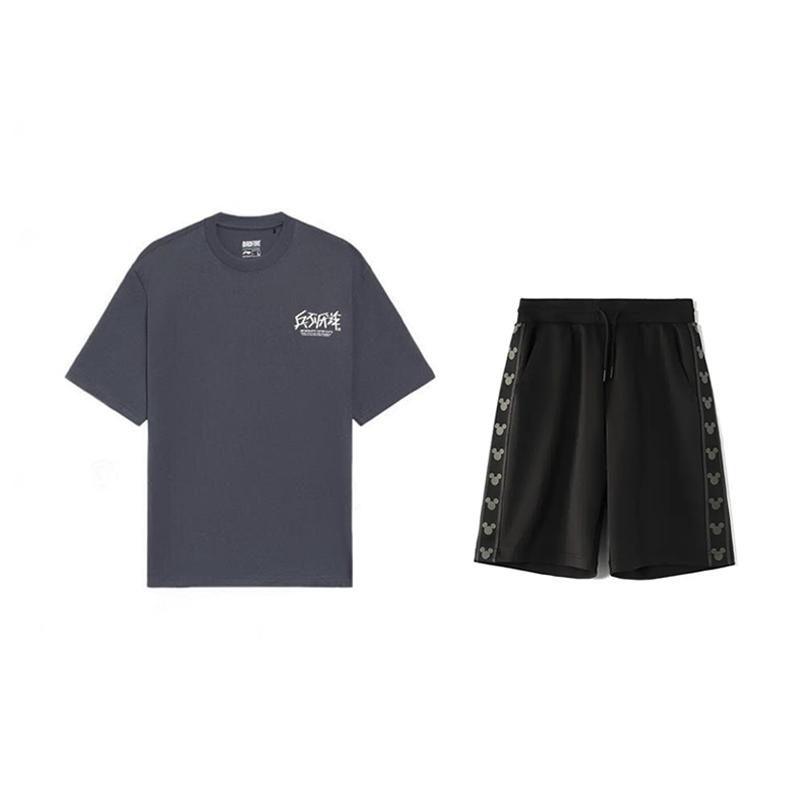 

Li Ning Буквенный Круглый Вырез Короткий Рукав Удобный Дышащий Брюки Пяти Точек Повседневный Спортивный Костюм Костюм Унисекс YHSV281-2+YKSV129-2 S