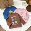 Cartoon Printed T-shirt Round Neck Bottoming Shirt Unisex Clothing Casual Loose Crewneck Pullovers Toddler New Long-sleeved Tops