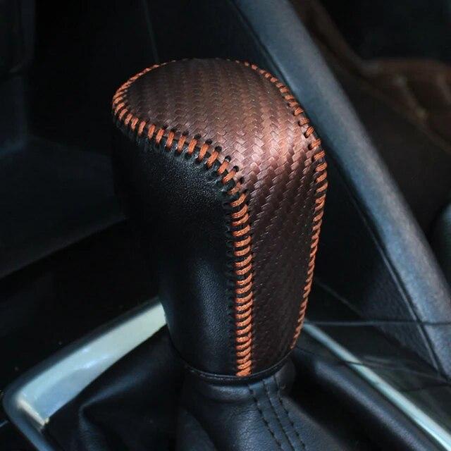 Auto Leder Schalthebelknauf Abdeckung für Mazda 3 Axela Atenza CX-5 CX3 CX-3 CX5 2015- AT Schaltkopf Manschetten Handbremsabdeckungen