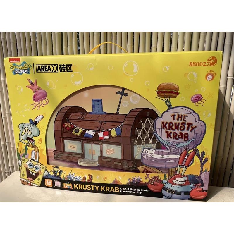 

Area-X Spongebob Krusty Krab Building Blocks Set Interactive Brick Toy Burger Restaurant Model Blind Box Gift for Kids And Fans