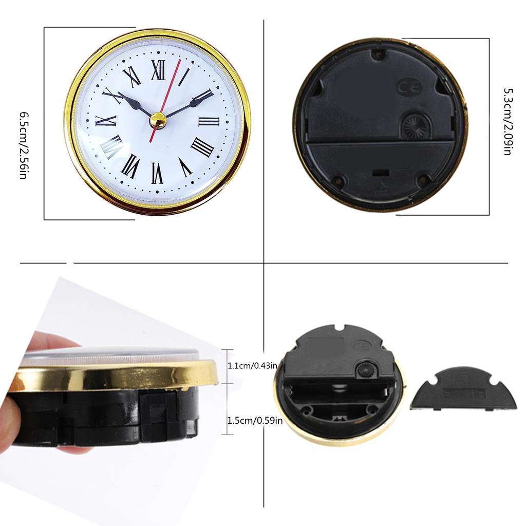 2Pcs Elegant 65MM Quartzs Clock Insert for DIY Repair with Roman/Arabic Numerals and Gold Silver Trim for Clock Creation