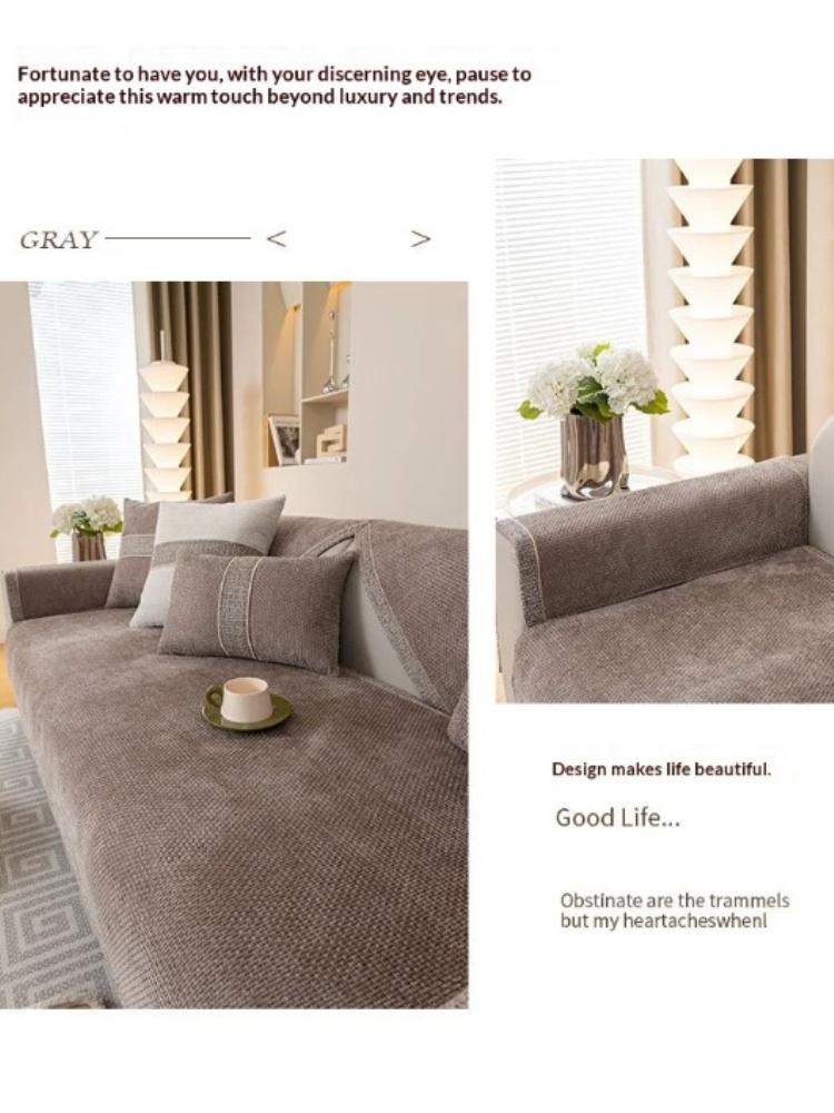 Housse de canapé en velours côtelé de luxe pour salon, antidérapante, douce, serviette de canapé, coussin d'angle pour canapés, tapis de siège universel 4 saisons
