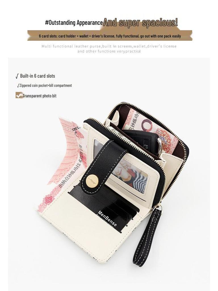 Japanese Cute Kitten Women's Wallet: Short Student Card Holder & Zipper Coin Purse