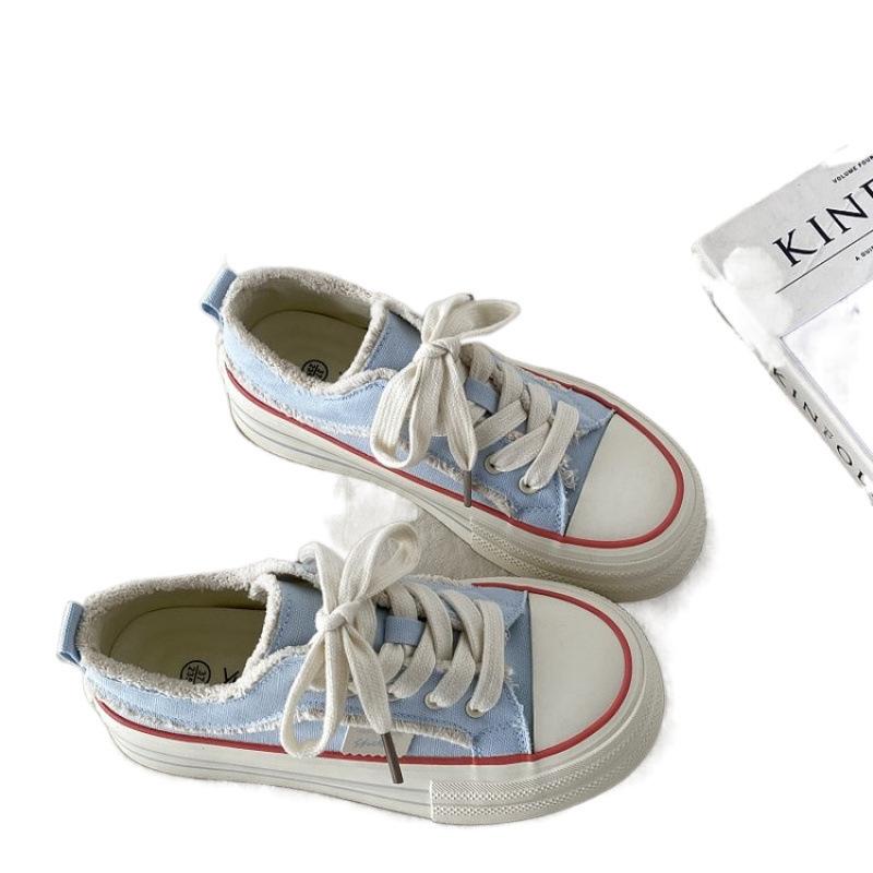 Uncle Xi, milky white round head platform canvas shoes women's 2025 spring new versatile little white shoes Korean chic board shoes