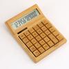 Multifunctional Bamboo Electronic Calculator Counter 12 Digits Solar & Battery Dual Powered for Home Office School