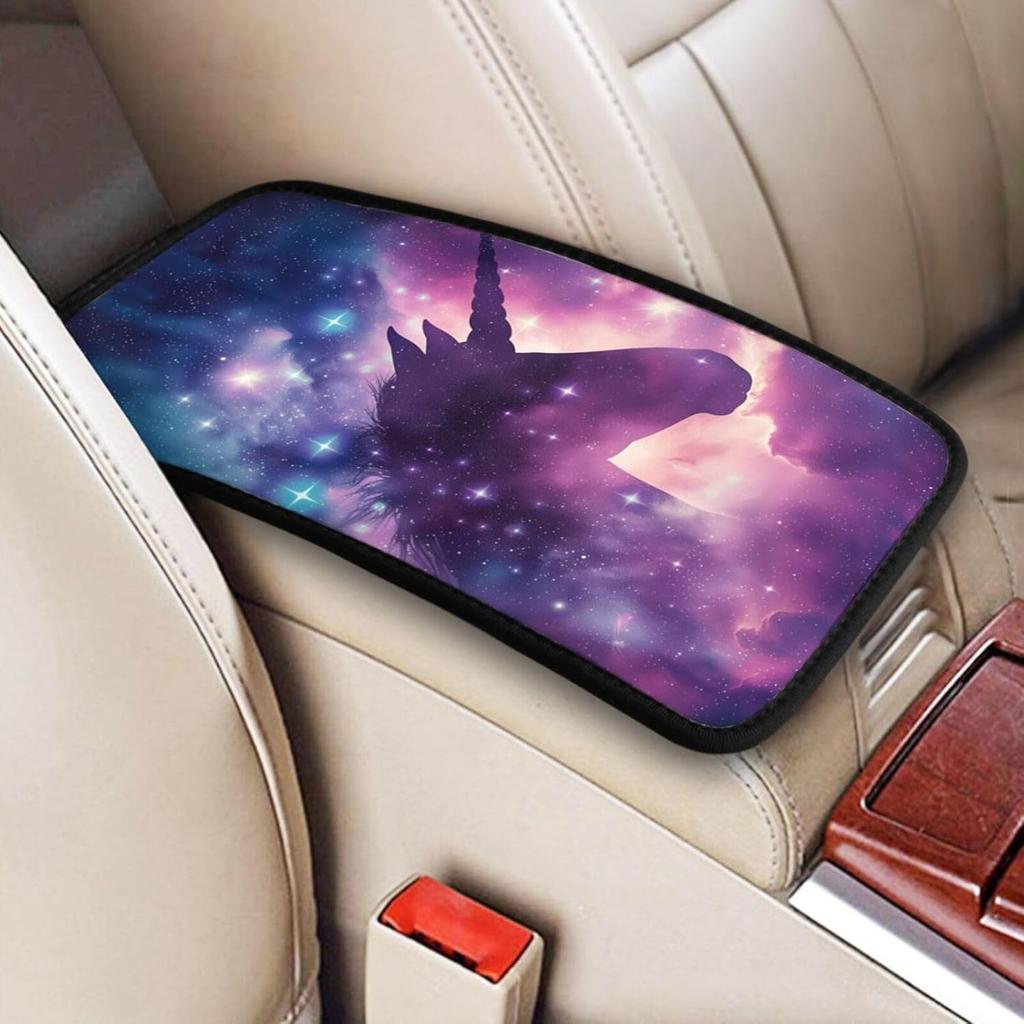 Universal Car Center Console Cushion Pad, Purple Butterfly Soft Waterproof Car Center Console Cover Auto Armrest Seat Box Cover Protector for Most