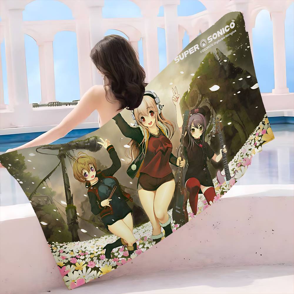 Super Sonico Manga Anime Microfiber Printed Beach Towel Mountain Climbing Yoga Beach Swimming Running Absorbent Soft Towel