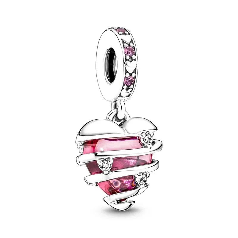 New 925 Silver Colorful Infinite Heart Flower Charms Fit Original Pendant Bracelet Necklace DIY Ladies Fine Jewelry