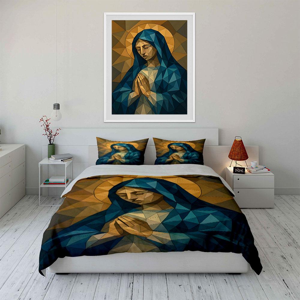 Geometric Virgin Mary illustration. Bedding sets Duvet cover sets Duvet covers Pillowcases(1*Duvet Cover 2*Pillowcases without duvet insert)
