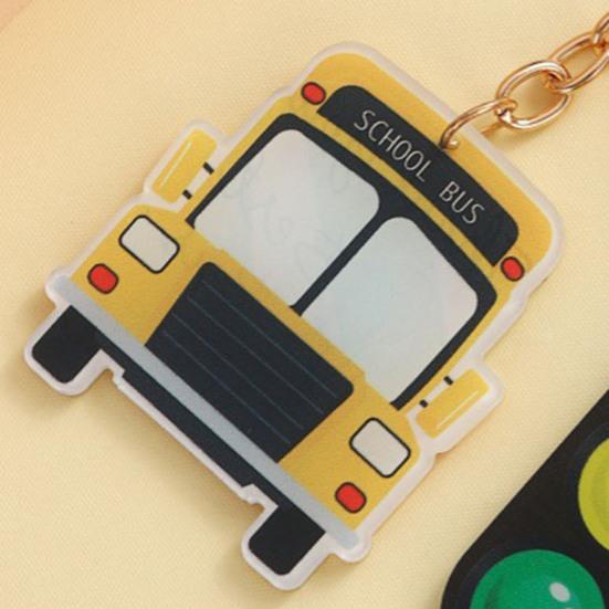 Keychain Pendant School Bus Acrylic Traffic Light Keyring Bag Charm Backpack Handbag Car Keys Wallet