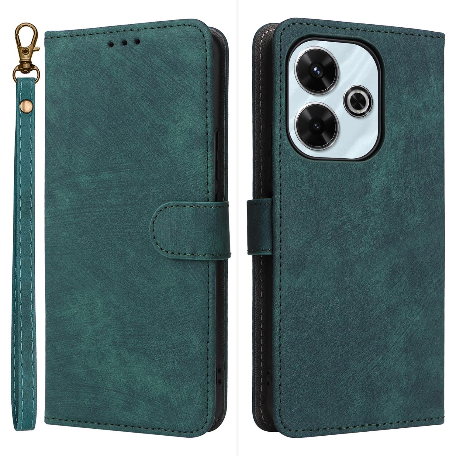 

Для Xiaomi Redmi 13 5G/13 4G/Poco M6 4G/Redmi Note 13R 5G Чехол Кожаный чехол для телефона с блокировкой RFID Green