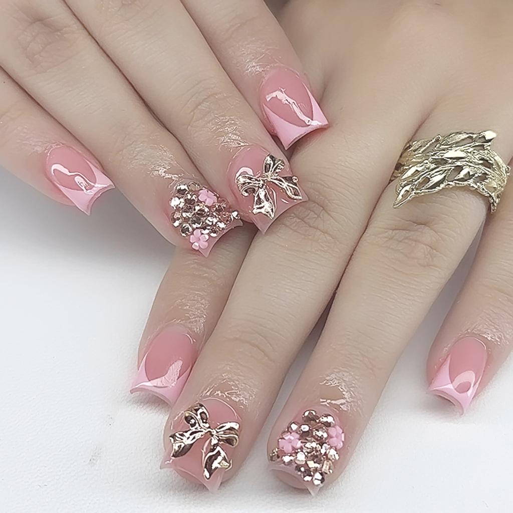French Pink Tip Artificial Nails Finger Chip-Proof Smudge-Proof Fake Nails for Fingernail DIY Decoration