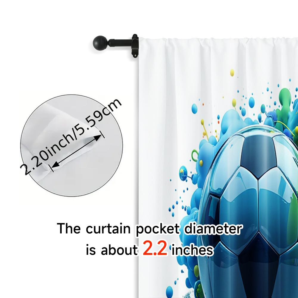 2Pcs, Curtain Set Football Club Fabric (Without Rod) Outdoor Decorations Ldeal For Bedroom & Living Room, Semi-Sheer Polyester