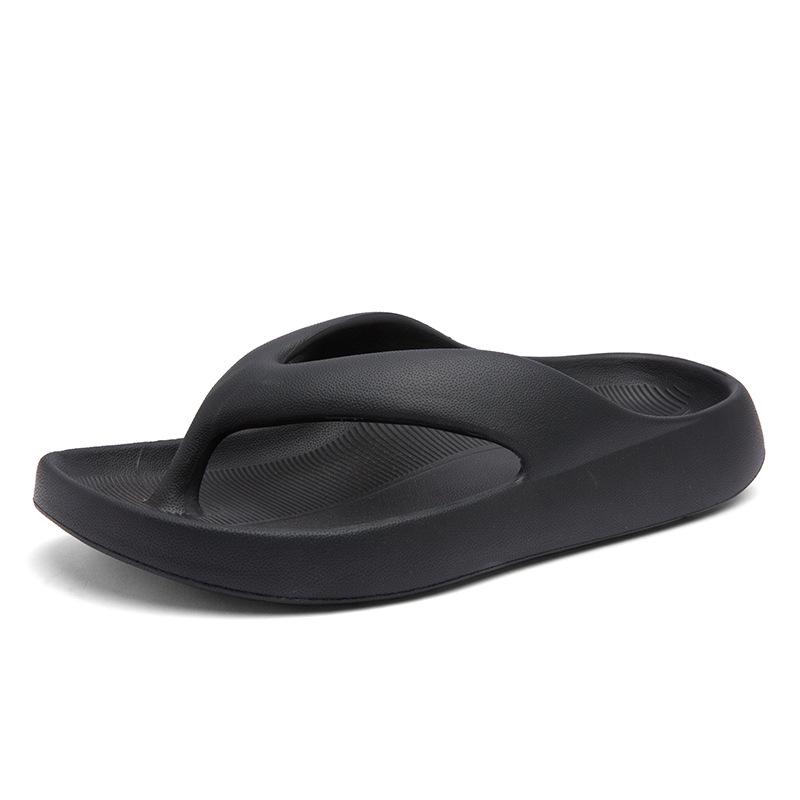 

Мужские летние шлепанцы из ЭВА: Толстая подошва, Увеличение роста, Нескользящие, Сандалии с перемычкой для пальцев для пляжной моды - Однотонные 42/43 чёрный