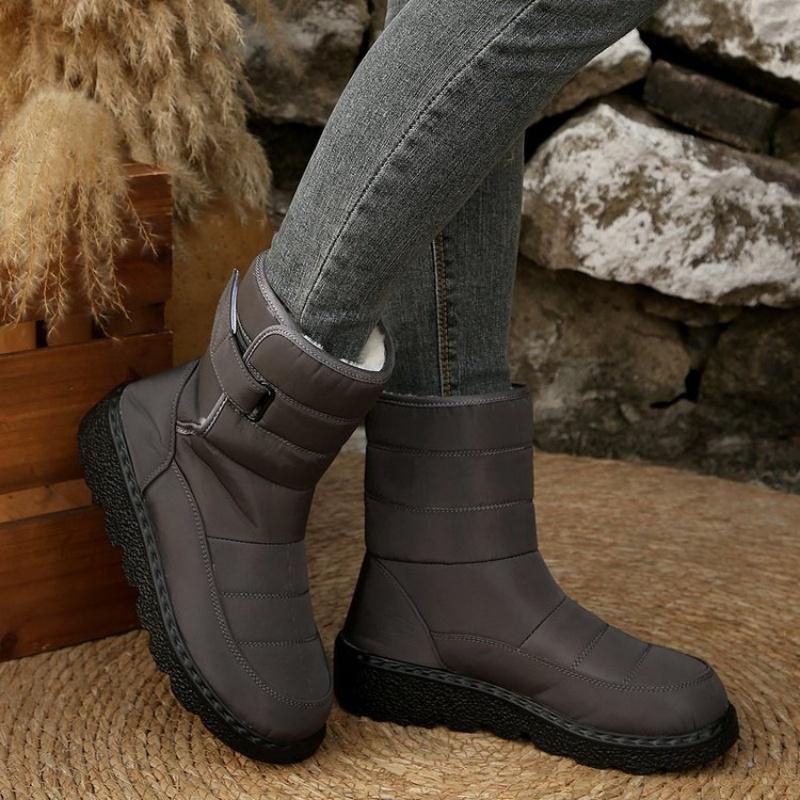 Fashion New fabric mid-calf snow boots, women's high-top waterproof cotton shoes, casual short-calf fleece large-sized cotton boots
