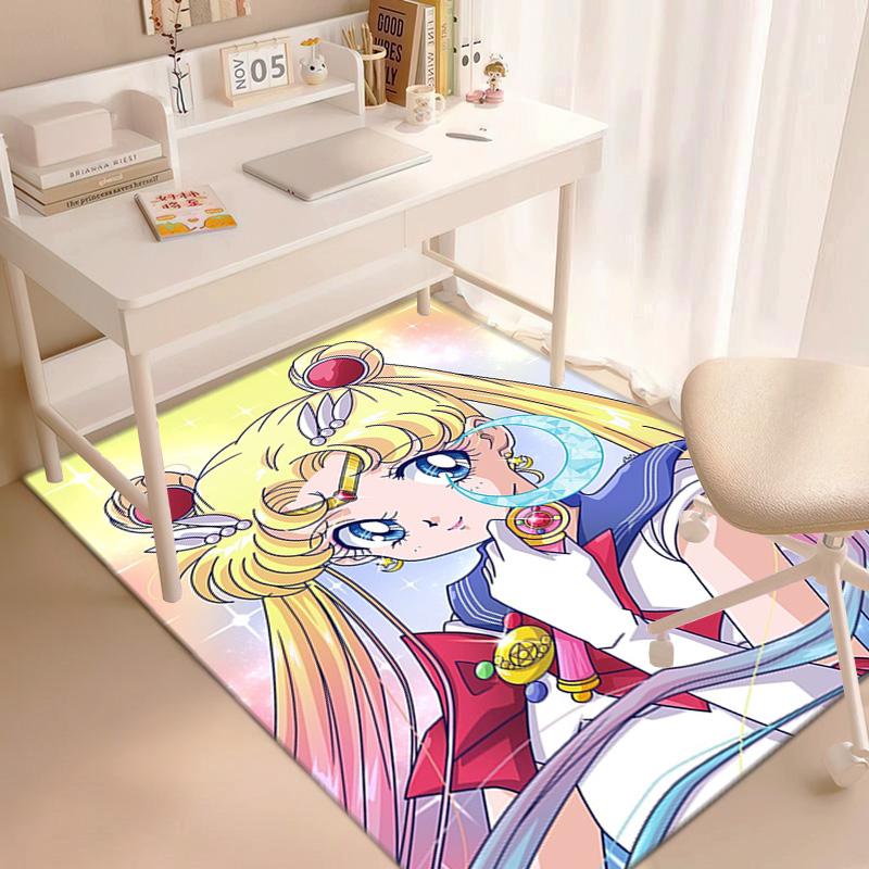 Cute Cartoon Theme Sailor Moon Tsukino Usagi Cartoon Rug Multifunctional Household Anti-slip Decorative Door Mat, Outdoor Floor Mat, and Carpet Y7